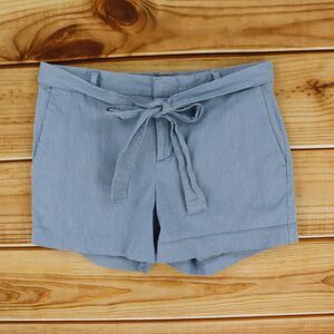 Banana Republic Casual Shorts Womens Size 2 Blue White Pin Stripes Built-In Bow‎